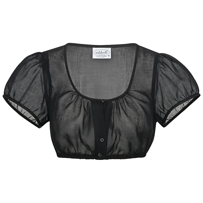 Fotoaufnahmen von luxuriöser Bekleidung für Damen und Herren Fotoaufnahme Dirndlbluse Hollow Man schwarz
