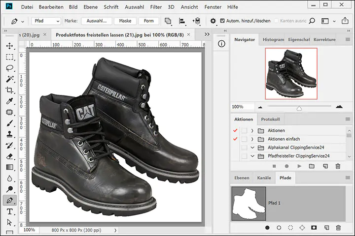 Produktfoto, freigestellt, vor weißem Hintergrund, Lederschuhe, Stiefel, Markenschuhe, Wanderschuhe, Sportschuhe Freisteller Schuhe, Stiefel