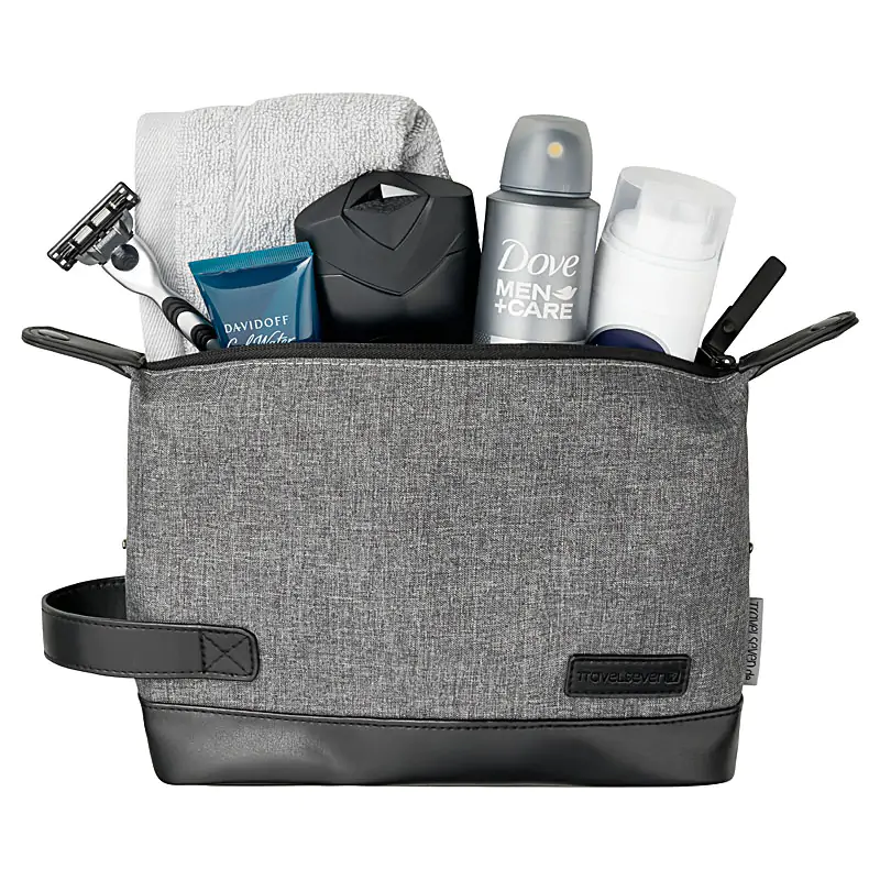 Produktfoto, Kulturtasche gefüllt mit dekorativem Inhalt Produktbild, Standard-Produktfoto Kulturbeutel gefüllt