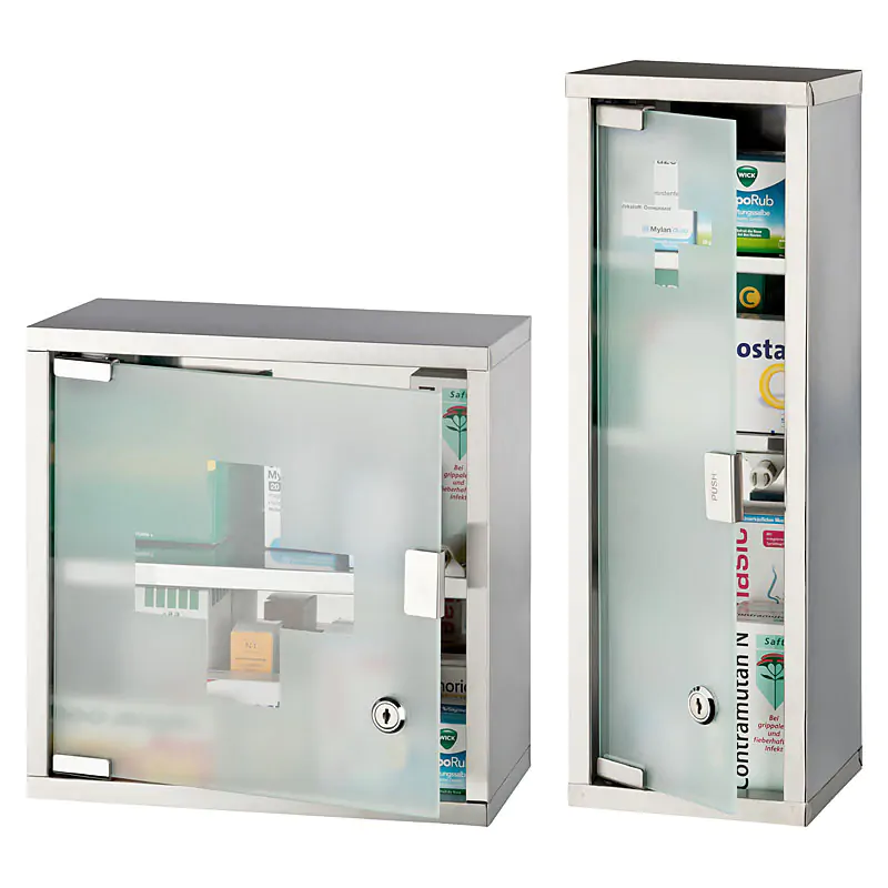 Produktfoto Metallschränkchen mit Glastür Produktbild, Standard-Produktfoto Arzneimittel Schrank
