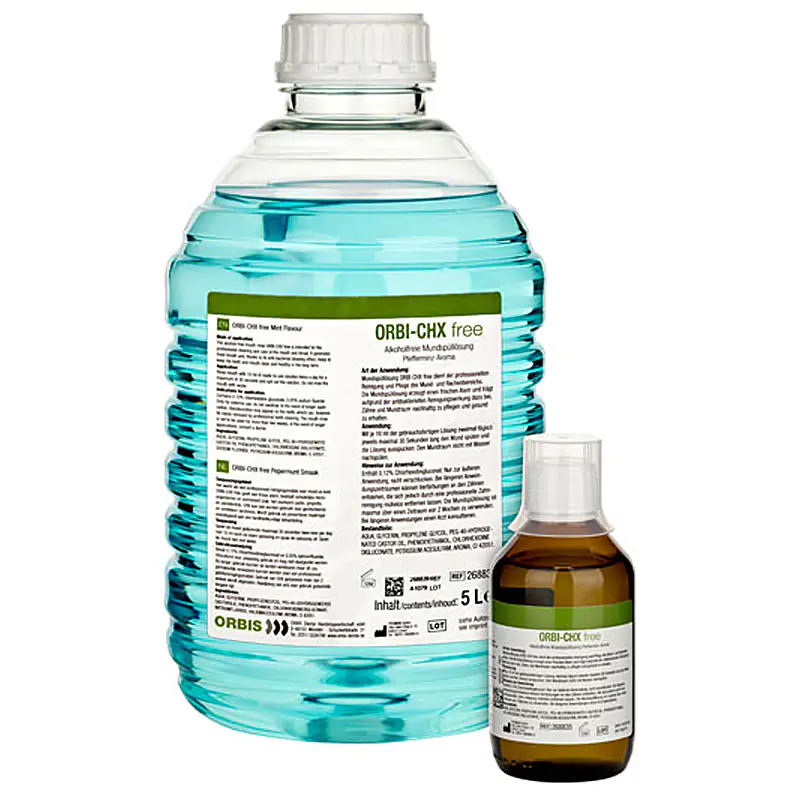 Produktfotografie in RAW-Qualität Körperpflegeprodukt Mundspühlung in transparentem Kanister Produktfotografie in RAW-Qualität Körperpflegeprodukt Mundspühlung in transparentem Kanister