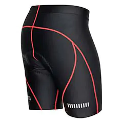Radlerhose, Rückseitenansicht, schräg. Sportbekleidung liegt für gewöhnlich figurbetonend am Körper an. Hollow Man Produktfoto Sportbekleidung, eng anliegende Radlerhose schräg von hinten