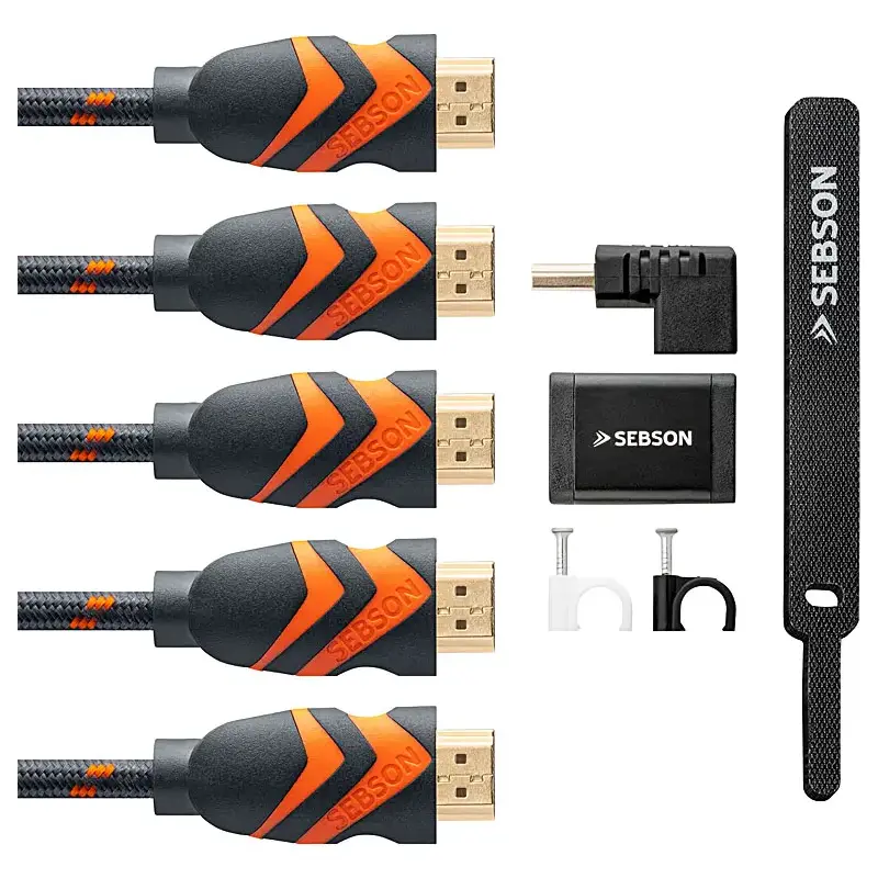 Produktfotografie Standardformate aus dem Fotostudio der PRO-ducto GmbH Professionelle Produktfotografie von SEBSON HDMI-Kabeln als Freisteller. Hochwertige Produktbilder erstellen lassen für mehr Sichtbarkeit und Umsatz. Produktfotografie